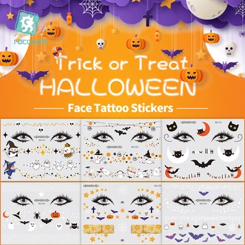 

Rocooart 1pcs Halloween Party Face Tattoo Stickers White Cartoon Cute ghost Waterproof Children Tattoo Makeup Party Face Sticke
