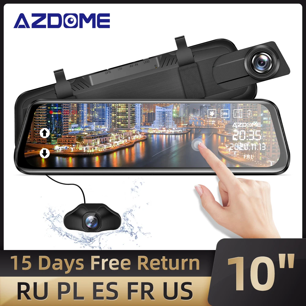 Azdome カーダッシュボードカメラ,オリジナル,dvr pg02,10インチ,フルスクリーン,1080p,メディアストリーミング,adas