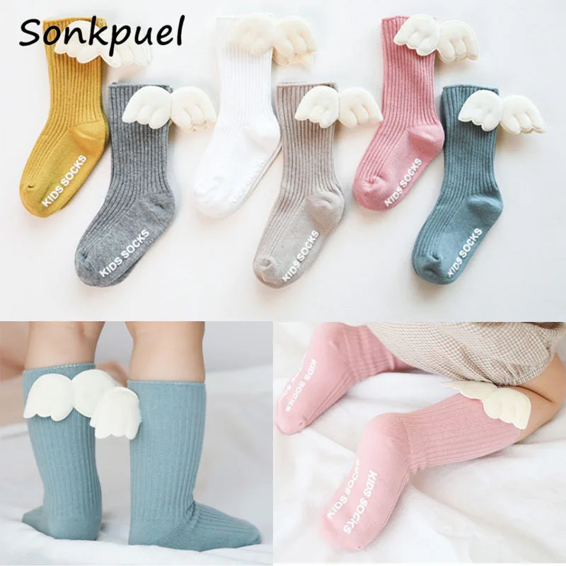 Calcetines de algodón hasta la rodilla para niñas pequeñas, medias cortas de verano y otoño, Color sólido caramelo, 2021