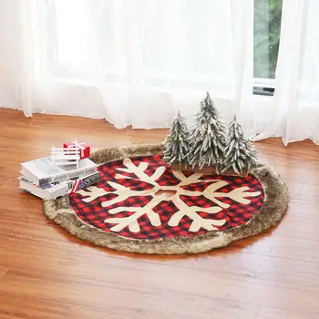 

Christmas Tree Skirt Supplies Christmas Tree Scene Decoration Red Plaid Snowflak