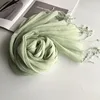 Écharpe en lin de couleur unie pour femmes, turban hijab