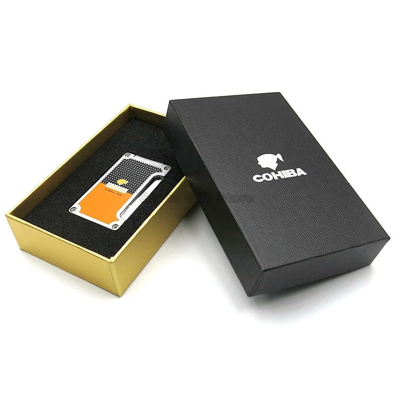 COHIBA, классический дизайн, металлический одиночный фонарь, зажигалка для сигарет с пламенем, зажигалка для сигарет с перфорацией, инструмент для курения табака на открытом воздухе