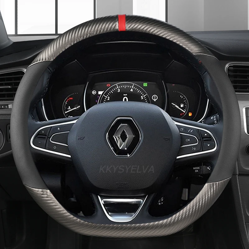 Volante per auto Coprivolante in pelle 38 cm per Renault Clio Fluence Megane Laguna Talisman Captur Kadjar Kaptur Koleos Scenic Espace - Image 3