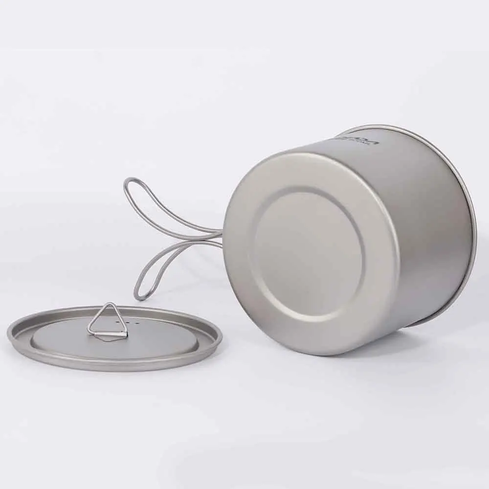 Lixada 1600ml Titanium Pot Ultralight Portable Hanging Pot with Lid and Foldable Handle Outdoor Cam