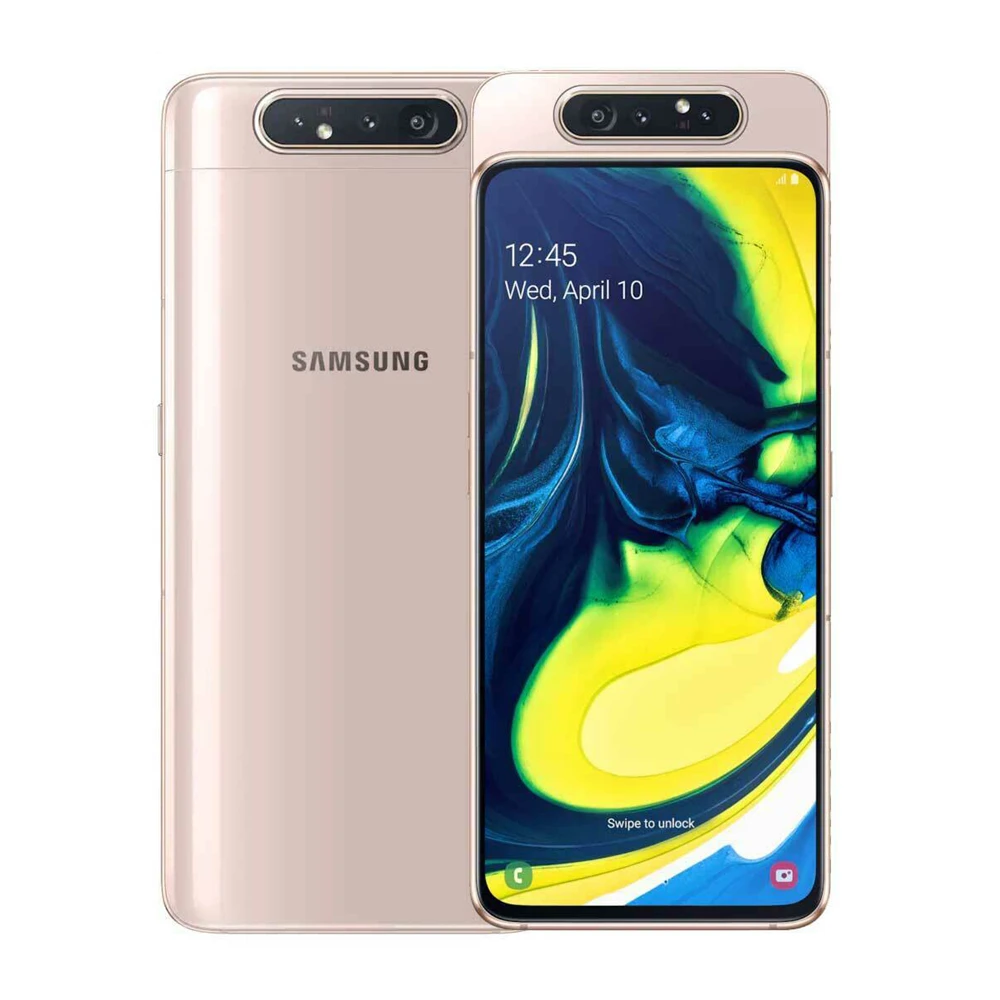 Samsung Galaxy A80 A8050,, 4G, Android, мобильный телефон, четыре ядра, 6,7 дюймов, две sim-карты, 48 МП и 8 Мп, всплывающая камера, 8 ГБ и 128 ГБ, Snapdragon - Цвет: Angel Gold