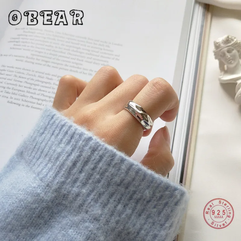 Женские вогнутые выпуклые кольца OBEAR Подарочные ювелирные украшения из 100% ного