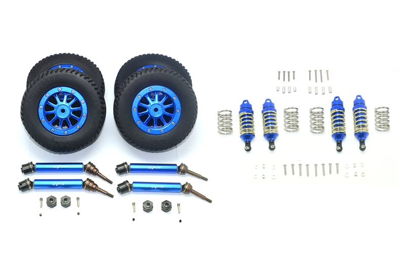 

F&R Aluminum Shock Absorber +Steel #45 Axle +Spring Steel Hex+Rubber Tires&Metal Rim for TRAXXAS RUSTLER 4X4 VXL 67076-4