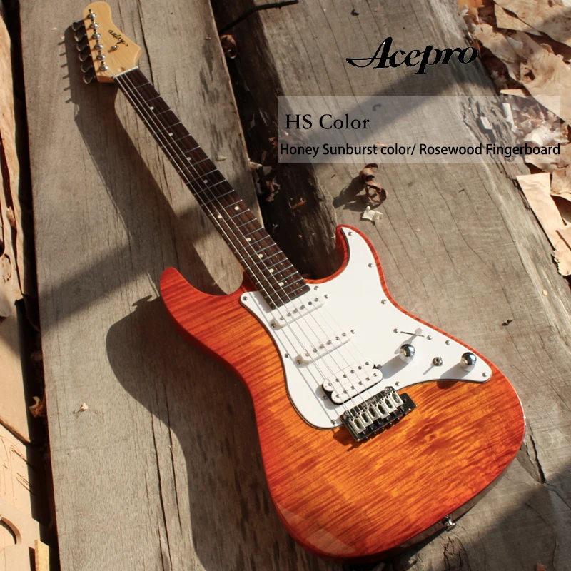 Acepro электрогитара, 2 шт. корпус из красного дерева высокое качество гитары, Мед Sunburst Цвет, Wilkinson тремоло мост