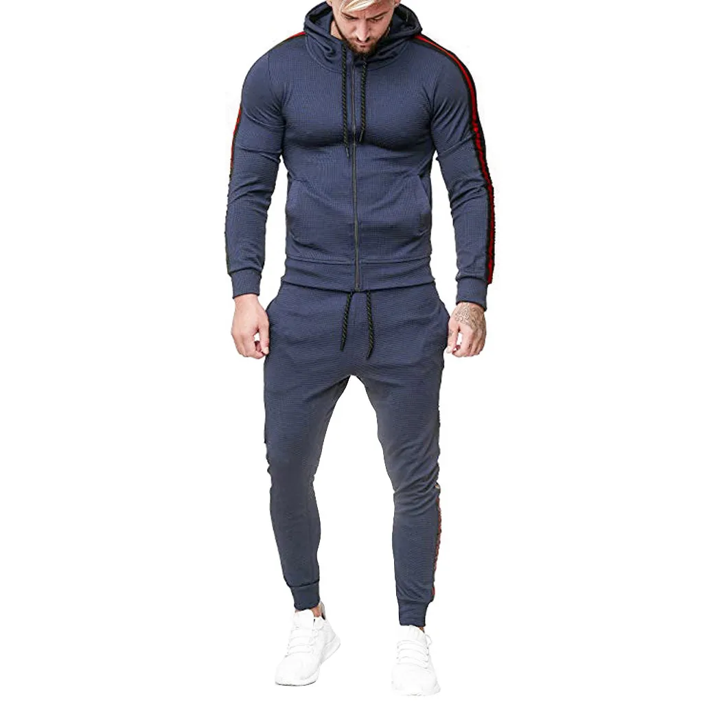 Womail высокое качество Лоскутная Спортивная одежда для мужчин осень Сращивание спортивный костюм на молнии мужской комплект Модный