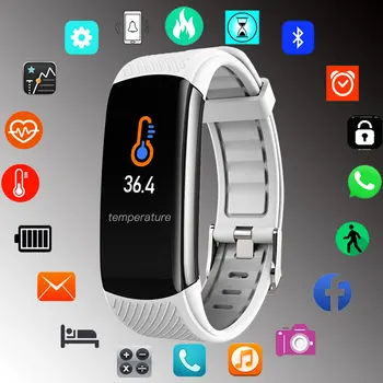 

Sports Body Temperature Measure Smart Wristband Men Women Smart Band Ladies Bluetooth Fitness Bracelet Android IOS Heart Rate