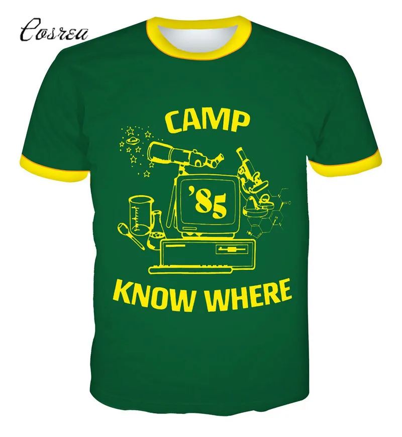 Stranger T Shirt Dustin Cosplay Costume Short Sleeve Eleven Top Tee  Baseball Hat Camp Know Where Green Yellow Cap