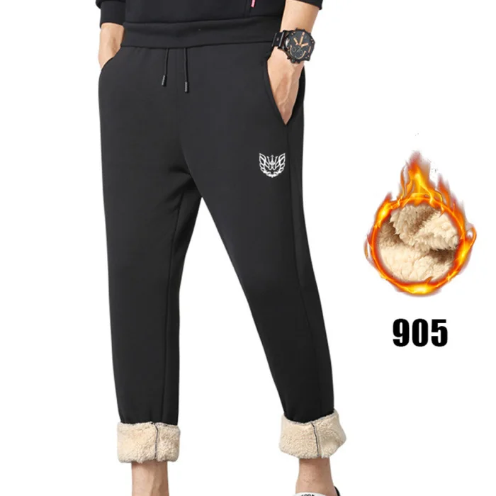 Men Athletic Pants Fleece Lined Thick Trousers Casual Loose Warm Joggers Winter Pants SER88