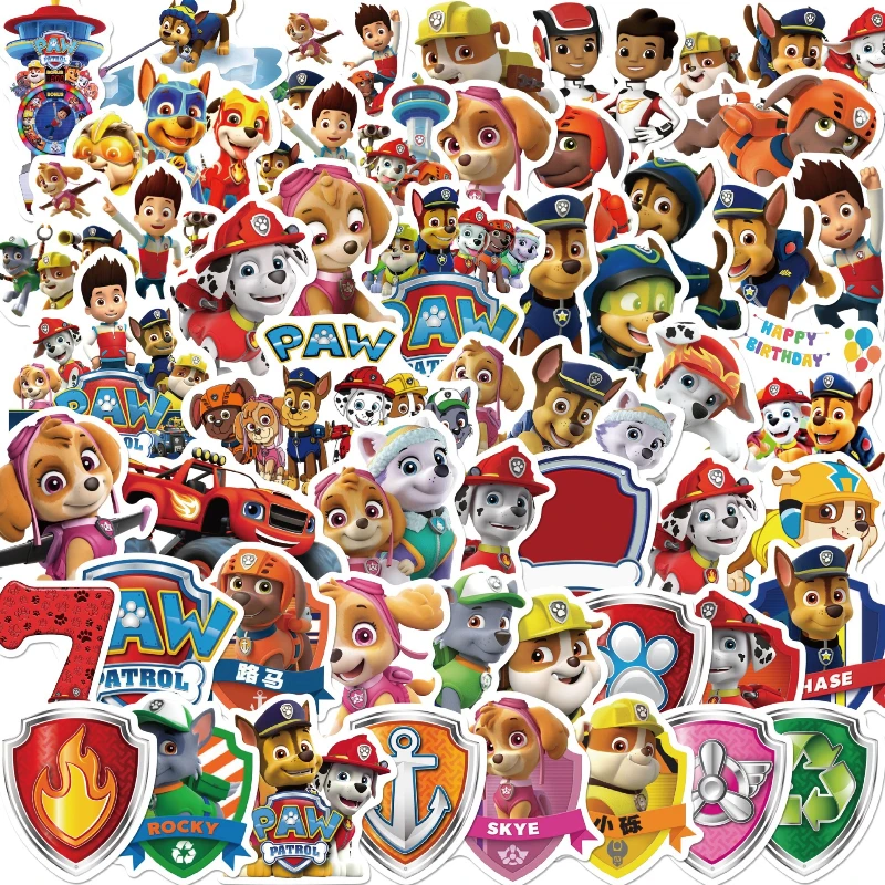 50pcs Cartoon PAW Patrol Dog Stickers Marshall Rocky Zuma Skye Rubble Ryder Decals Waterproof Stiker Cute Kids Toys|Stickers| - AliExpress