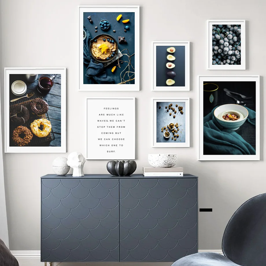 

Donut Blueberry Orange Avocado Wall Art Print Canvas Painting Food Nordic Posters And Prints Fruit Art Wall Pictures For Kitchen