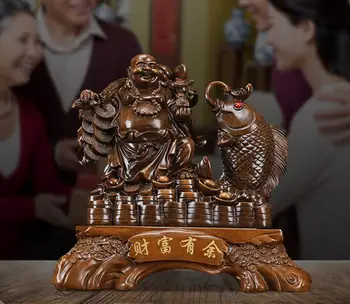 

Open light riches maitreya Buddha furnishes a rosewood color wealth more than goldfish household porch cabinet decorations