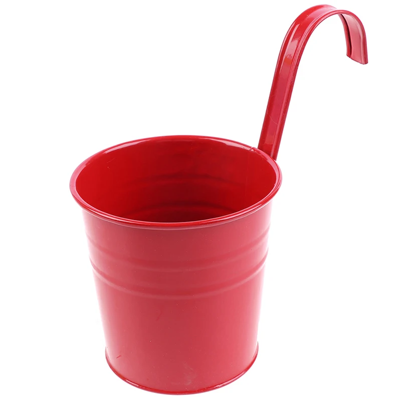 1 Pc Garden Flower Pots Wall Hanging Bucket  For Balcony Plants Pots Hanging Iron Flower Containers 15.5cm x 10cm x 8cm - 6