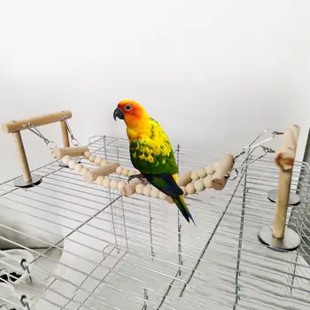 

Wooden Bird Perches Stand Toys Parrot Swing Climbing Ladder Parakeet Cockatiel Lovebirds Finches Play Gyms Playground