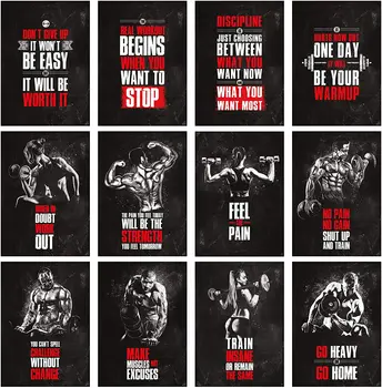 

GREAT ART Motivational Poster Set, Vintage Kraft Paper Workout Poster, Gym Inspiration Fitness Quotes for Training The Body