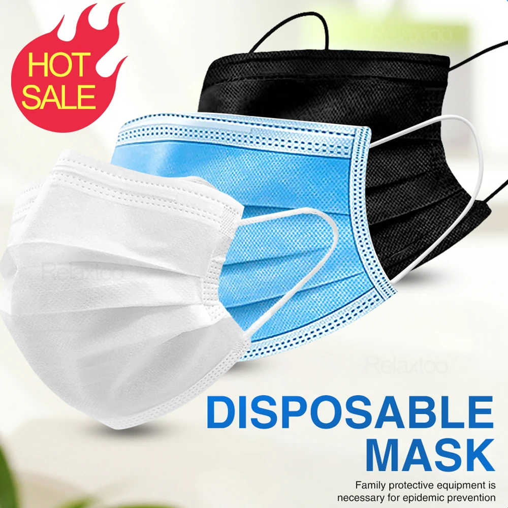 

100pc Anti dust Influenza Flu Anti air pollution PM2.5 Disposable mask non-woven safety mouth mask for adults 3 layer face masks