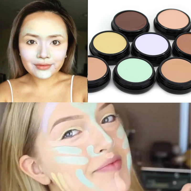

Contour Makeup Camouflage Concealer Cream 10 Colors Moisturizing Oil-control Waterproof Face Cosmetic Green Full Coverage