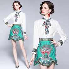 Woman Dress 2021 New Dress Plus Size Elegant Clothes Long Sleeve Chiffon Office Lady A-LINE Printing O-Neck Summer Causal Young