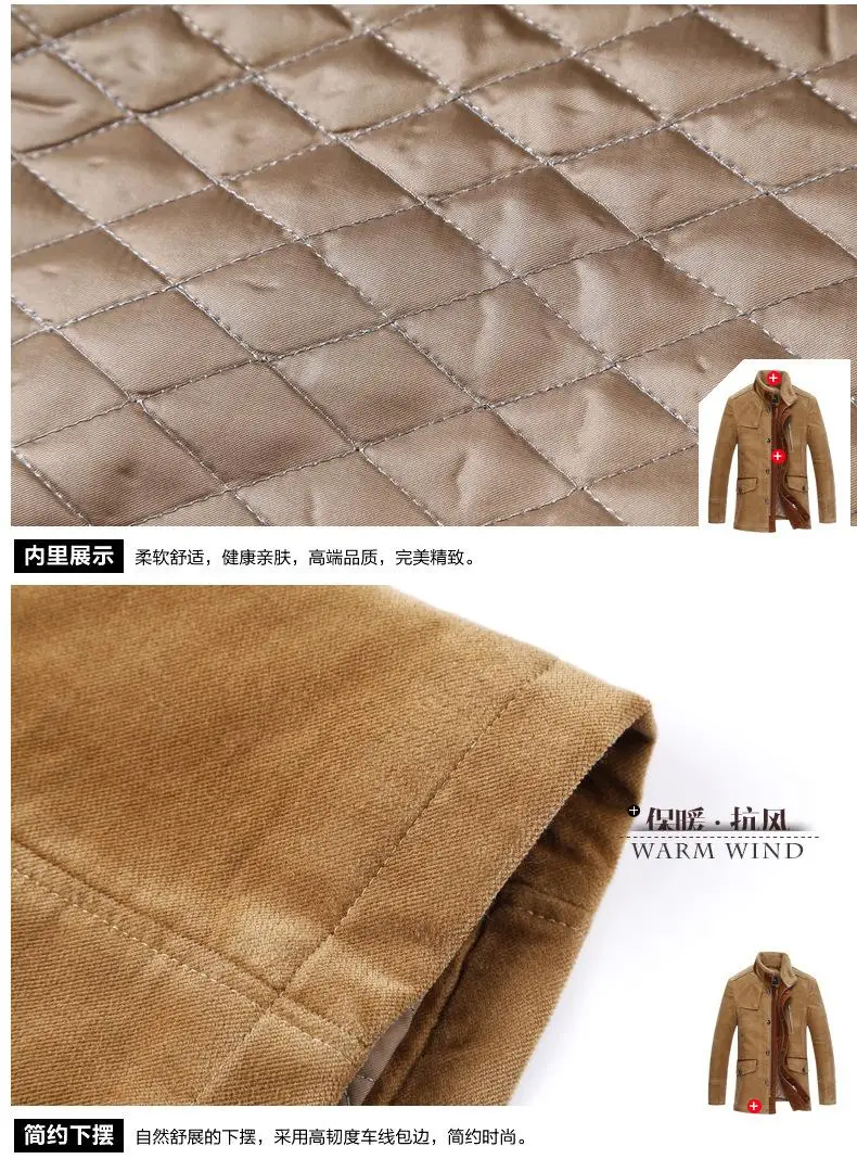 nuevo estilo invierno cuello de piel de oveja cuello de pie ropa de algodn acolchado hombres de pana hombres Pl