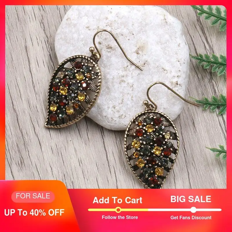 Висячие серьги для женщин этнические хрустальные листья висячие винтажные