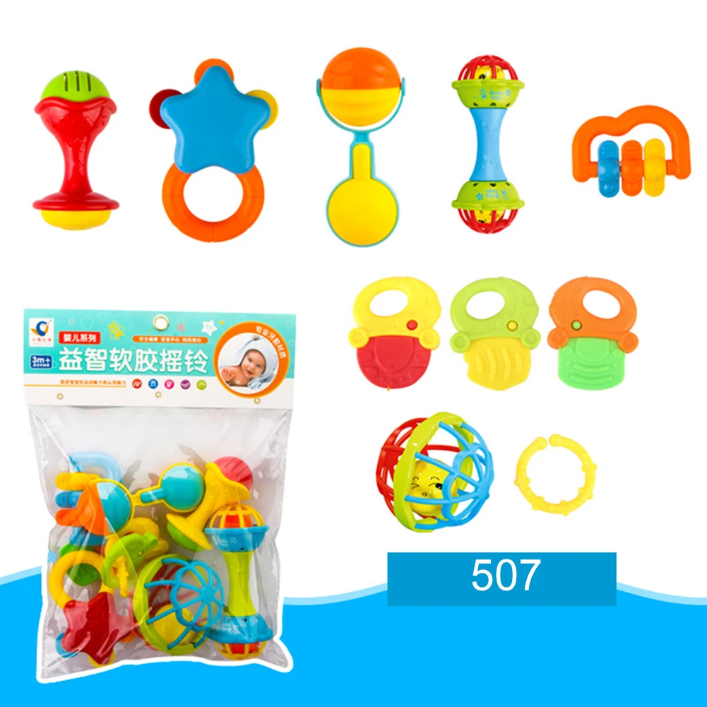 Baby toys 7/8/10Pcs Baby Rattles Toys Teether Shakers Newborn Toddler Hand Grip Bells New