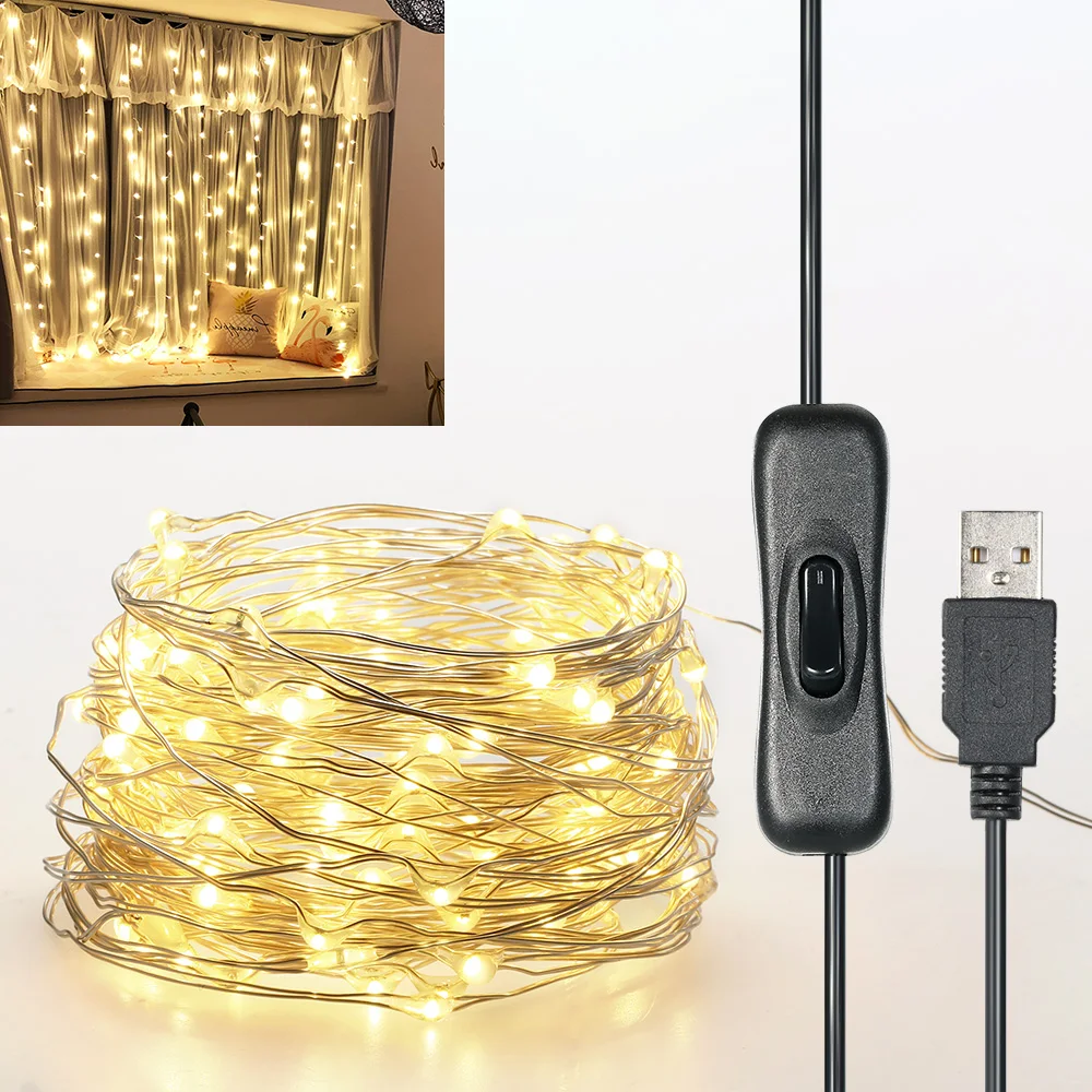 Сказочный светильник 15 м 150 светодиодов струнный s USB IP65 водонепроницаемый теплый