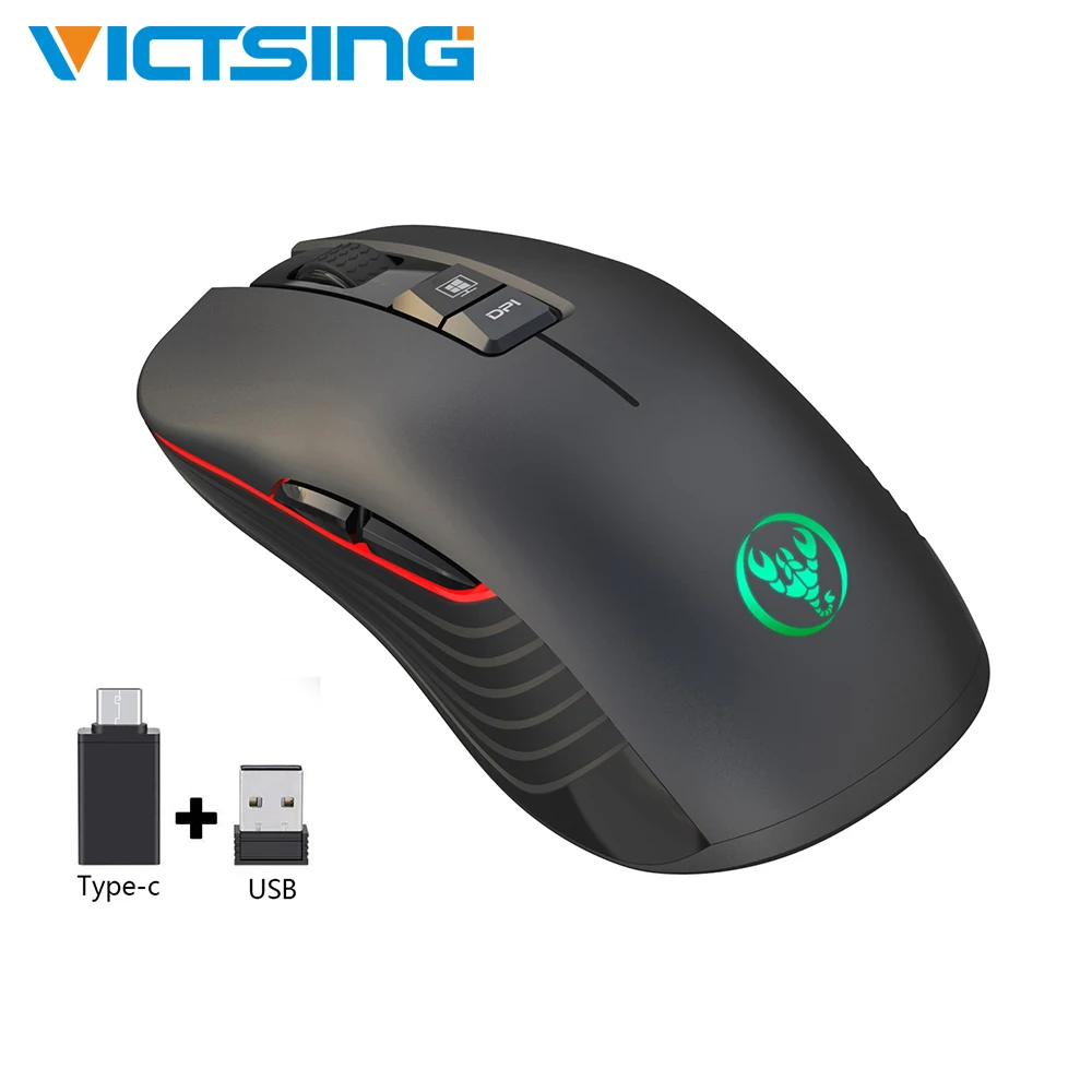 

Original VicTsing 2.4G USB Rechargable Gaming Mouse 3600DPI 4 Adjustment Levels DPI 8 Buttons Wireless Mouse With RGB Light