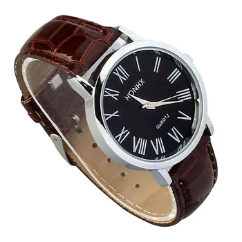 

Fashion Quartz Wrist Watches Men Boys Classic Relojes Roman numeral Leatheroid Band 2Colors