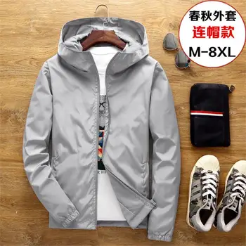 

OLOEY Men Fashion Casual Loose Mens Jacket Streetwear Bomber Jacket New 2019 Waterproof Hooded zipper Jacket