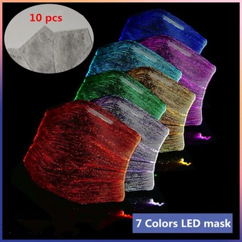 

1Pcs LED Flashing Mask 7 Colors Luminous Light With USB Charge Masks Break Dance DJ Party Halloween Light Up Mask Masquerade