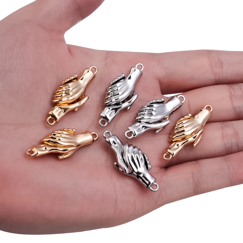 4sets/Lot Handshake Shake Hands Clasps Palm Magnetic Clasps Bracelet Buckle Hook Connector For DIY Jewelry Making Accessories