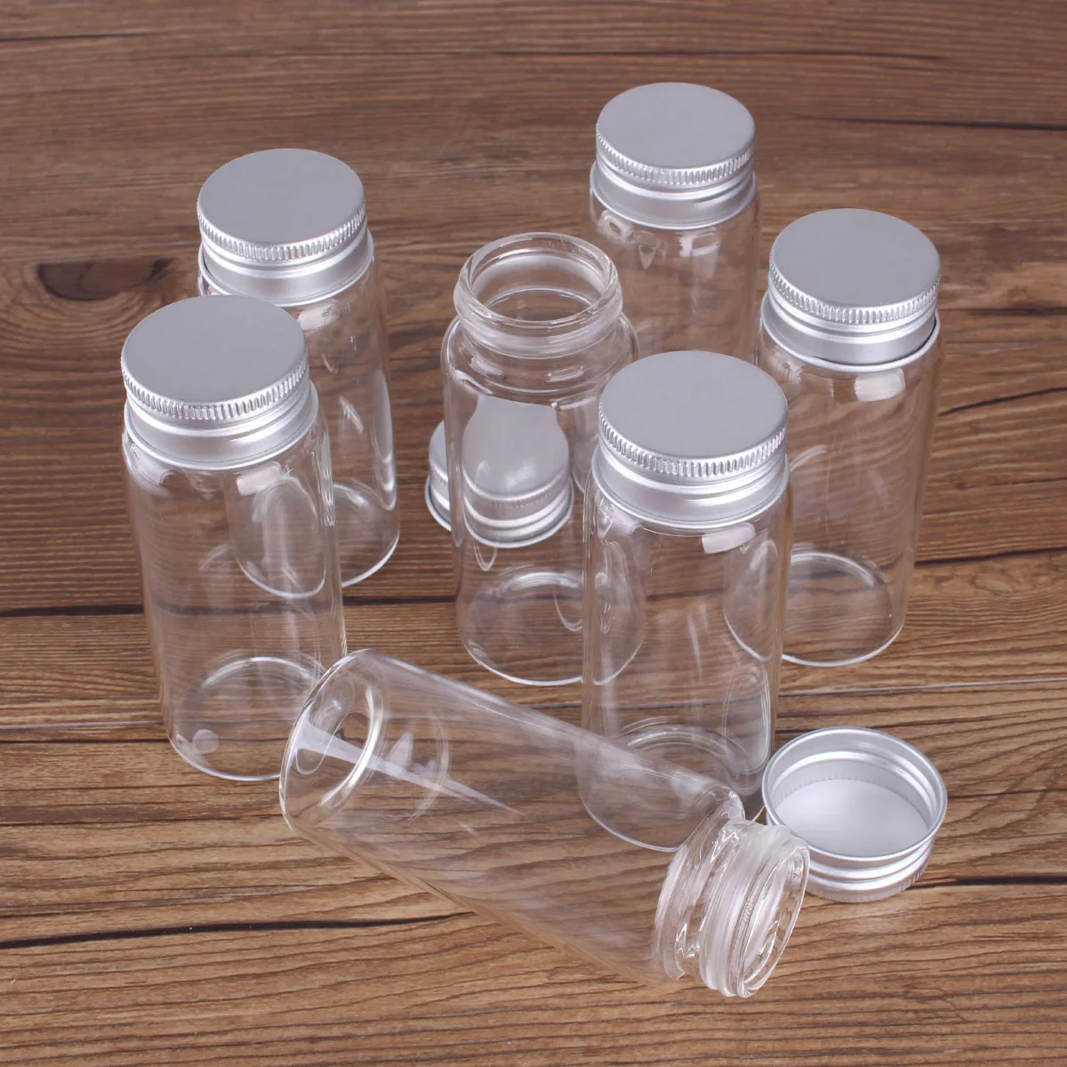 3pcs 70ml 37*90mm Storage Bottles with Aluminum Lids Candy Bottles Spice Jars Glass Bottles Pill Container Message Bottles 3