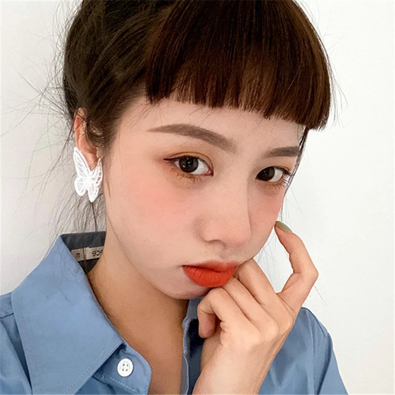 

New Butterfly Earring for Women Fashion Jewelry Retro Earring Double Layer Embroidery Organza Embroidery Butterfly Earring