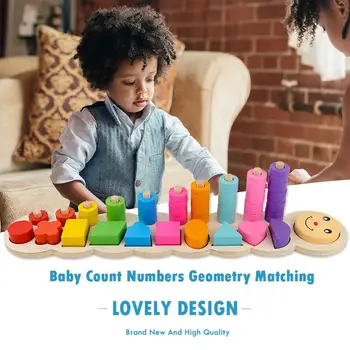

Preschool Wooden Montessori Toys Count Geometric Shape Cognition Match Baby Early Education Teaching Aids Math Toys For Children
