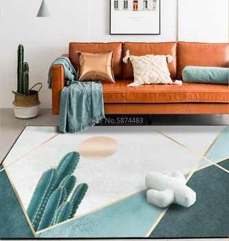 

Modern Fashion Nordic Cactus Line Doormat Bedroom Living Room Bedside Carpet Floor Mat