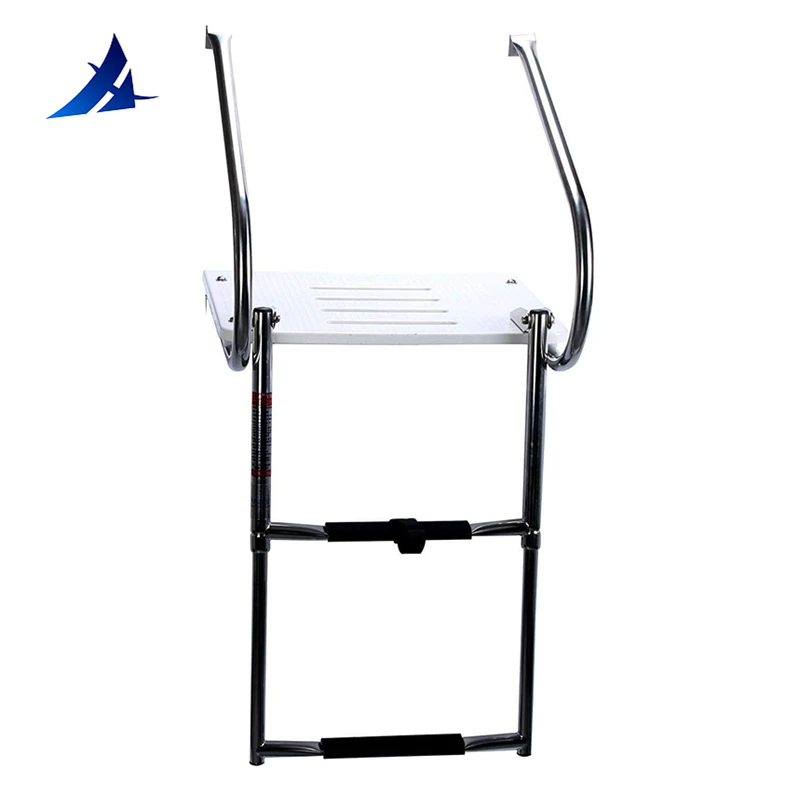 marine 2 Steps Boat Ladder S.S Boarding Ladder With ABS Swim Platform Dual Handrails swim