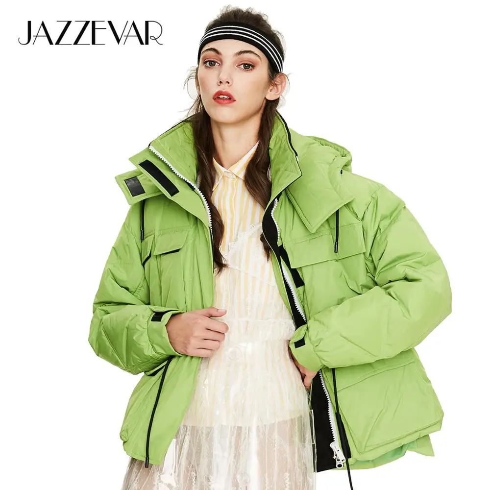 JAZZEVAR 2019 Зима Новое поступление женский пуховик высокое качество зеленый цвет