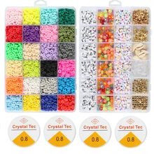 Lot de perles plates et rondes en argile et résine polymère, 6mm, 6000 pièces, disque avec espaceur ample, fabrication de Bracelets, bijoux, DIY