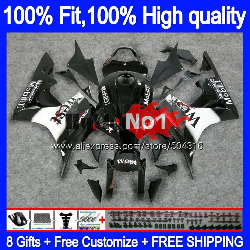 Инъекций для HONDA CBR 600 RR CC 600RR 600F5 CBR600RR 36MC. 10 Черный Запад CBR600F5 600CC CBR600 RR F5 2007 2008 07 08 обтекатель