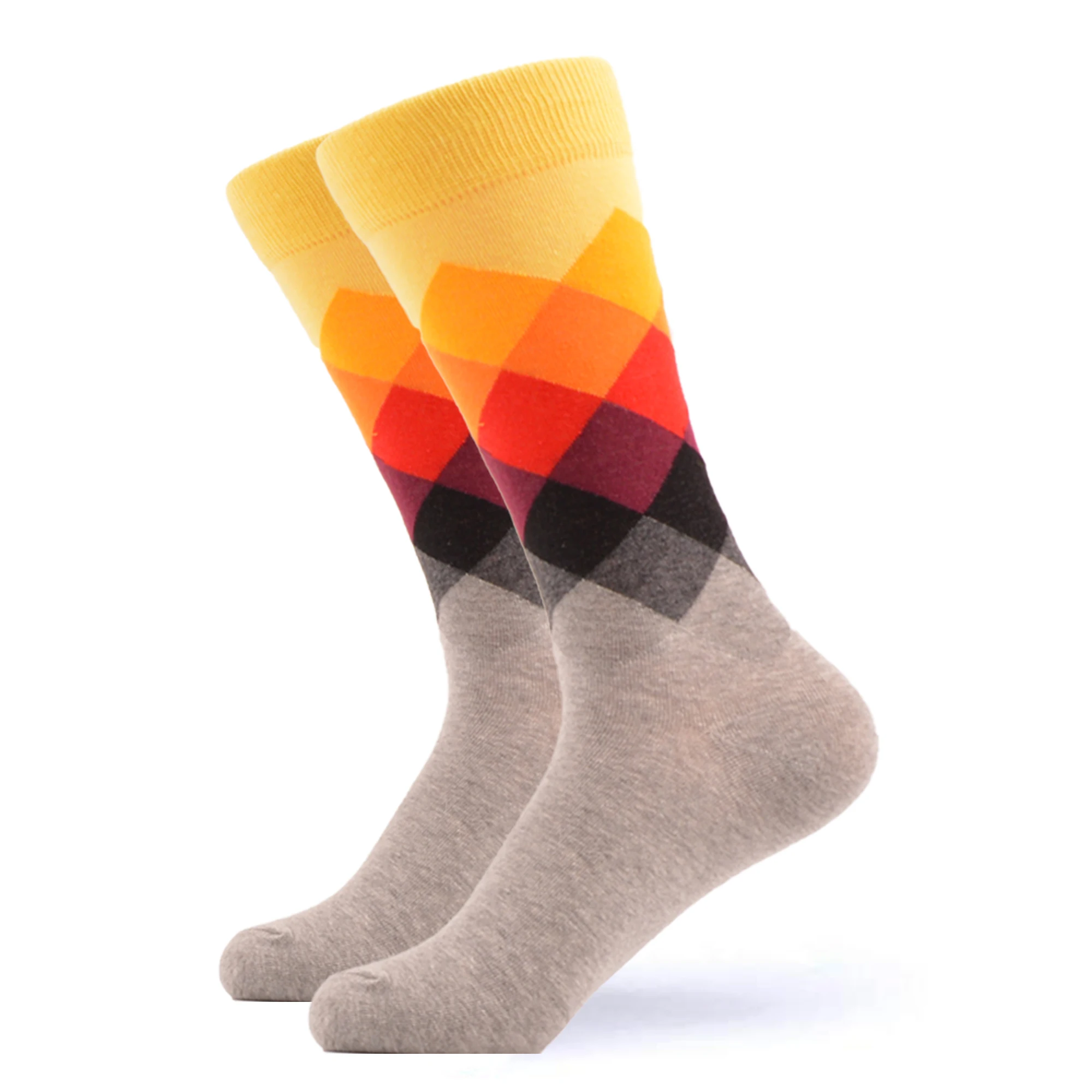 SANZETTI/Новинка года; 1 пара фирменных мужских разноцветных носков из чесаного хлопка; повседневные яркие уличные носки; забавные Свадебные носки в подарок - Цвет: 03801