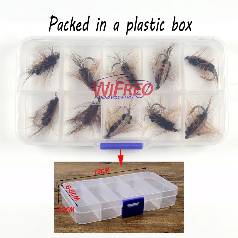 Wifreo 10 шт. #6 черная шерстяная червь коричневый Caddis Nymph искусственная мушка жук