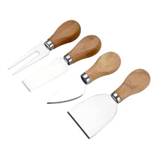 Набор ножей из 4 предметов, нож для сыра, резак для сыра, кухонный гаджет, креативная деревянная ручка, набор ножей и вилок из нержавеющей стали