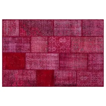

Handmade Red Vintage Overdyed Patchwork Area Rug 120x180 Cm-3'11''X5'11''