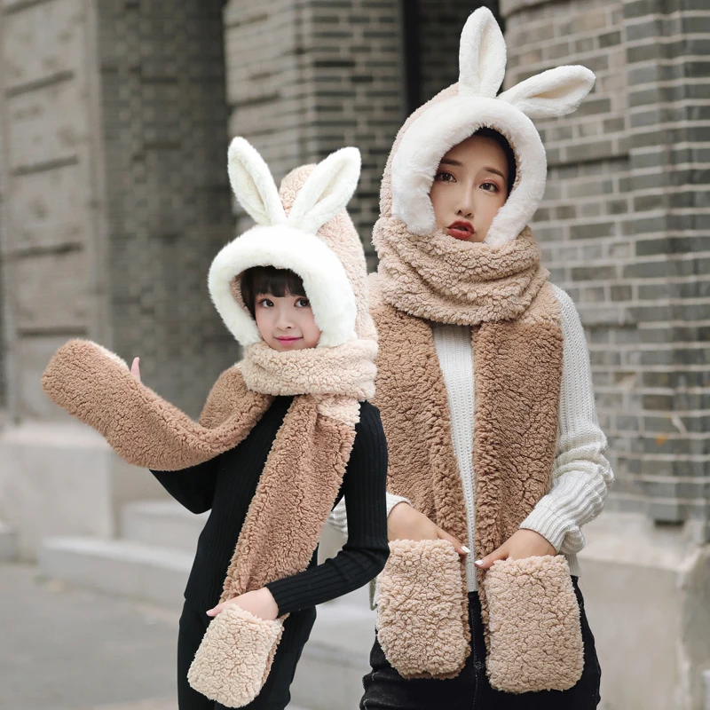 亲子皮草兔拼色---米色+卡其色1