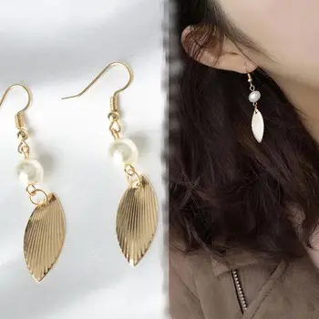 

Popular Ornament Handmade Leaf Pearl Earring Lady Ear Stud