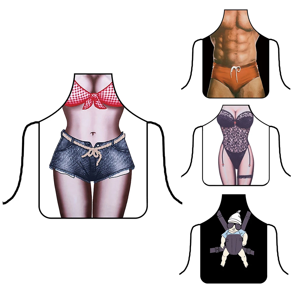 1Pc Adjustable Funny Pattern Chef Aprons Waiter Kitchen Cook Apron Dress For Restaurant Cooking Baking Women And Men For Kitchen