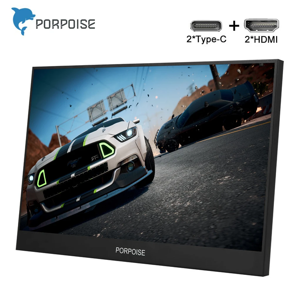 Портативный ЖК hd монитор PORPOISE usb type c HDMI совместим с ноутбуком телефоном xbox